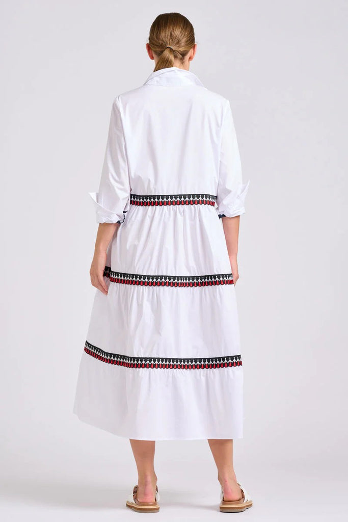 SHIRTY THE MARLO SHIRT DRESS - WHITE WITH PEOPLE TRIM [SZ:L]