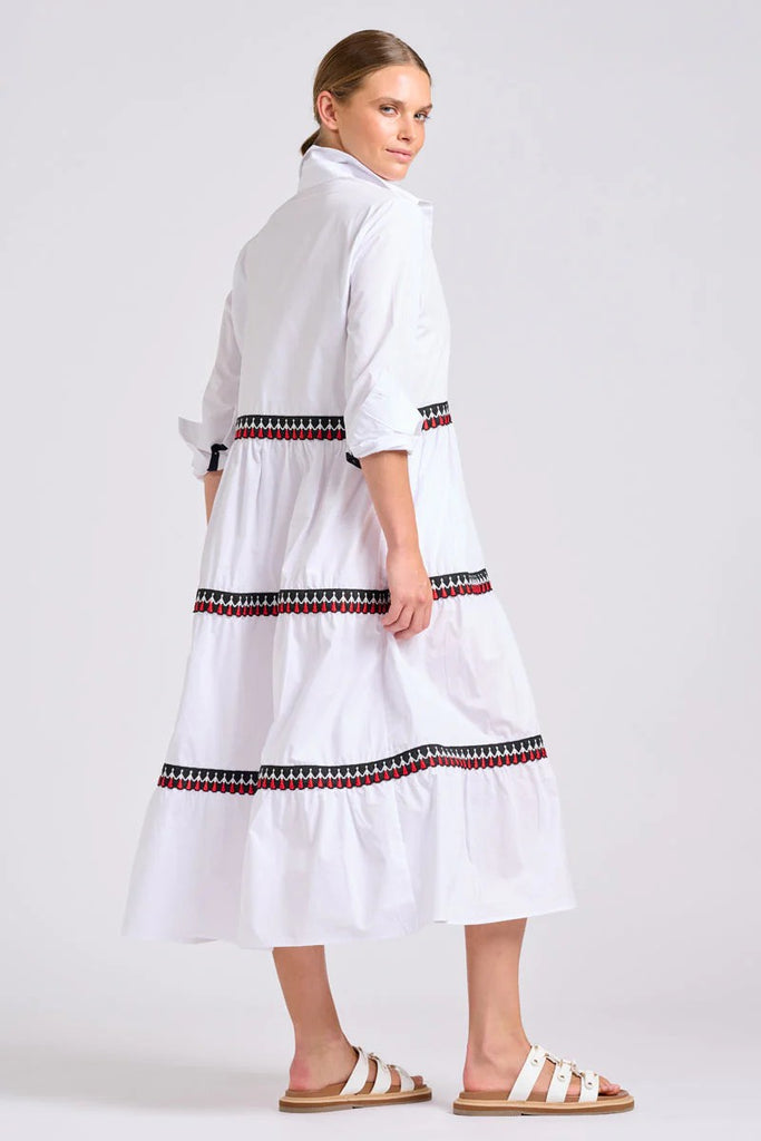 SHIRTY THE MARLO SHIRT DRESS - WHITE WITH PEOPLE TRIM [SZ:L]