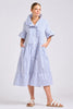 SHIRTY THE MOLLY OVERSIZED SHIRTDRESS - WHITE WITH AZURE TICKING [SZ:L]
