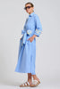 SHIRTY THE LUNA OVERSIZED LONG LINE SHIRT DRESS - BLUE STRIPE FLORAL TRIM [SZ:L/XL]