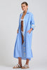 SHIRTY THE LUNA OVERSIZED LONG LINE SHIRT DRESS - BLUE STRIPE FLORAL TRIM [SZ:L/XL]