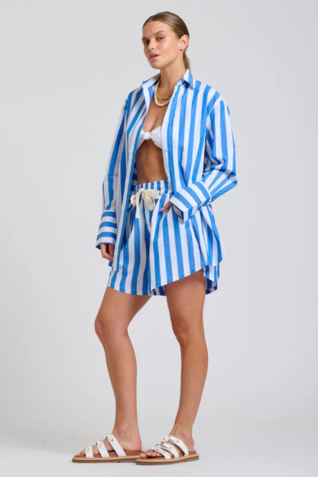 SHIRTY THE ANDREA SHIRT - MID BLUE STRIPE [SZ:L/XL]