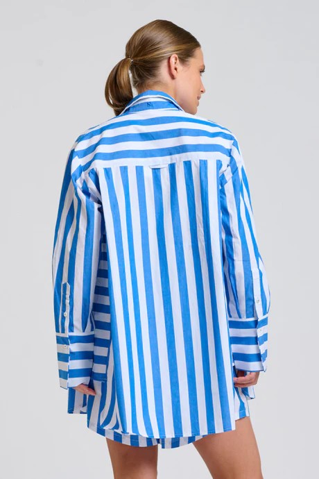 SHIRTY THE ANDREA SHIRT - MID BLUE STRIPE [SZ:L/XL]