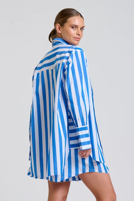 SHIRTY THE ANDREA SHIRT - MID BLUE STRIPE [SZ:L/XL]