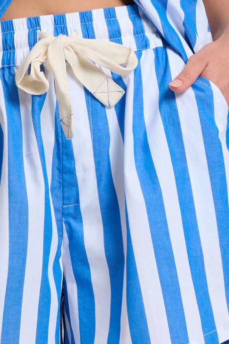 SHIRTY THE ASHLEY SHORT - MID BLUE WIDE STRIPE [SZ:L]