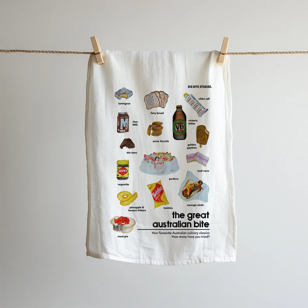 BIG BITE STUDIOS TEA TOWEL - THE GREAT AUSTRALIAN BITE