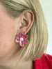 GREENWOOD DESIGNS BRONTE DARK PINK ENAMEL FLOWER STUD EARRINGS