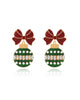 GREENWOOD DESIGNS BAUBLE & BOW CHRISTMAS EARRINGS IN RED, GREEN & GOLD