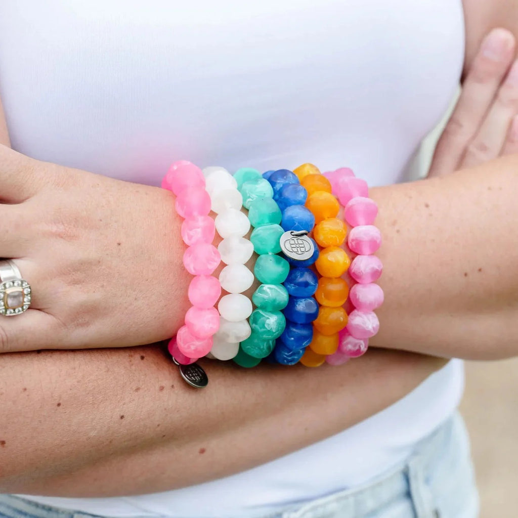 GREENWOOD DESIGNS MARBLE ROCK BRACELETS - HOT PINK