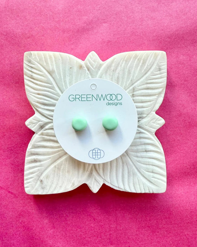GREENWOOD DESIGNS HANDMADE ROUND EARRINGS - MINT