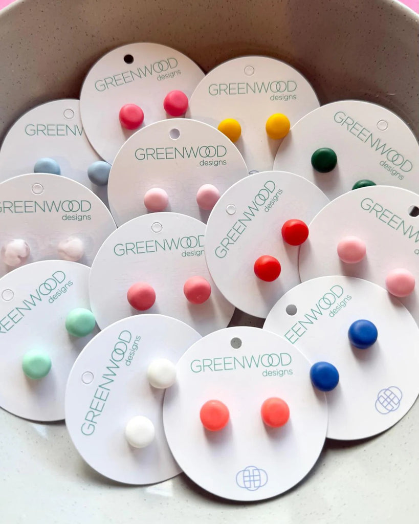 GREENWOOD DESIGNS HANDMADE ROUND EARRINGS - MINT