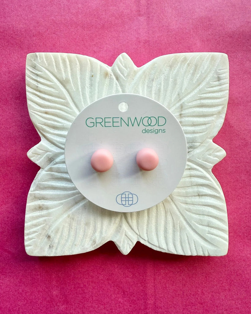 GREENWOOD DESIGNS HANDMADE ROUND EARRINGS - DUSTY PINK