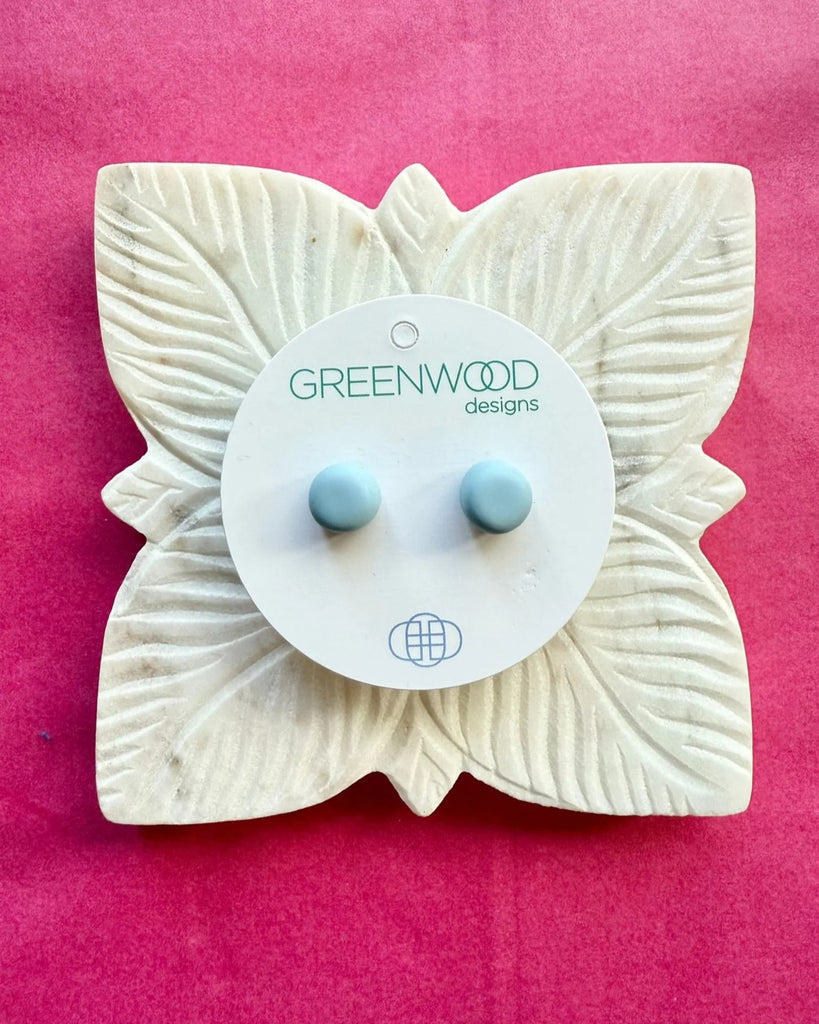 GREENWOOD DESIGNS HANDMADE ROUND EARRINGS - BABY BLUE