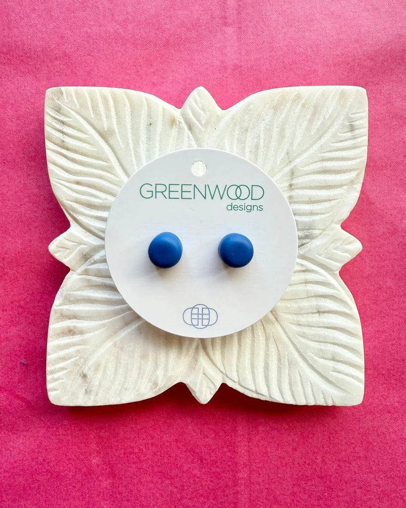GREENWOOD DESIGNS HANDMADE ROUND EARRINGS - ROYAL BLUE