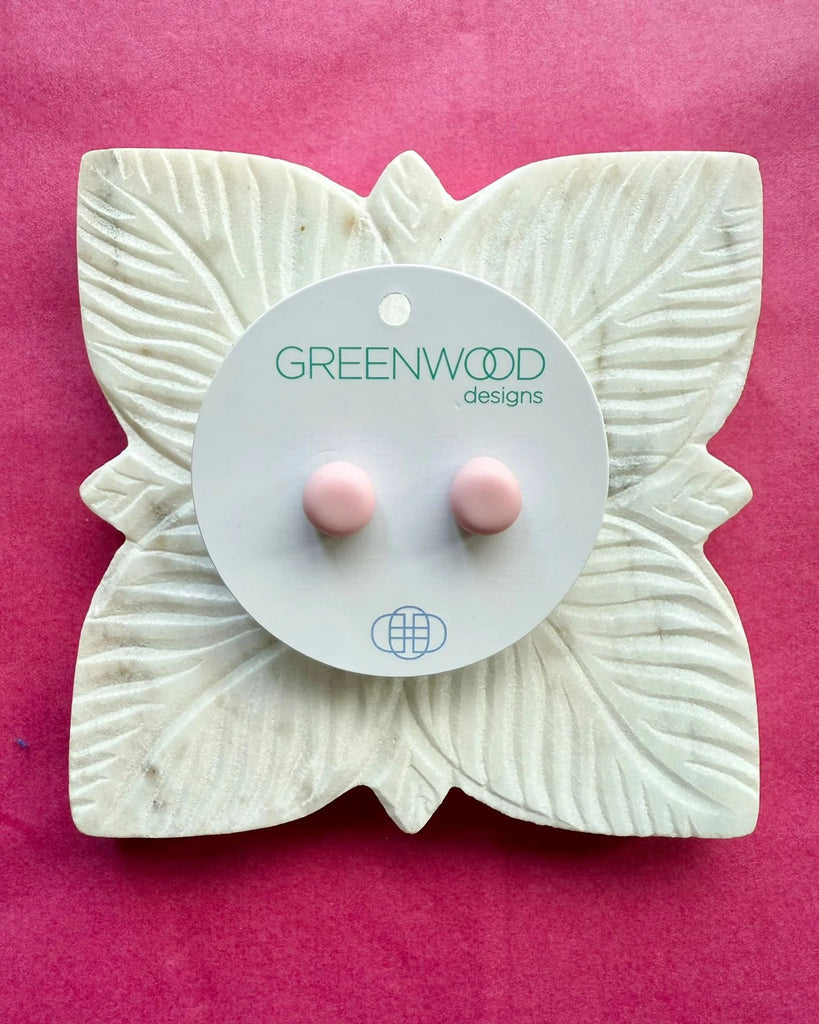 GREENWOOD DESIGNS HANDMADE ROUND EARRINGS - BABY PINK