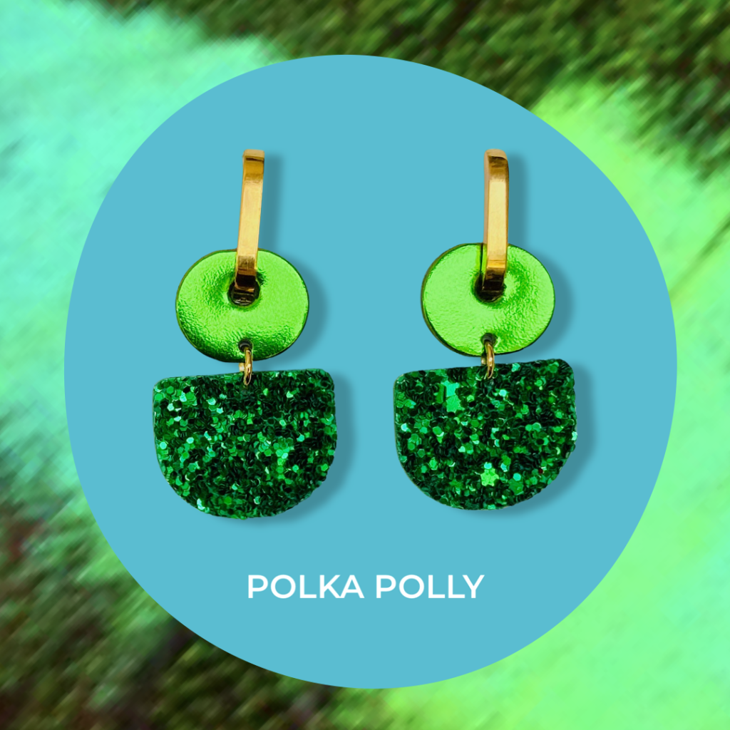 POLKA POLLY - DAINTY HOOPS EMERALD SPARKLE