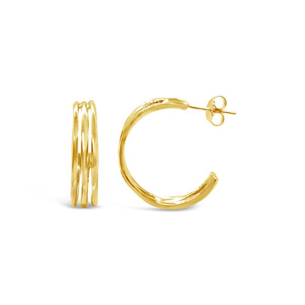 STONES & SILVER YELLOW GOLD STUD HOOPS
