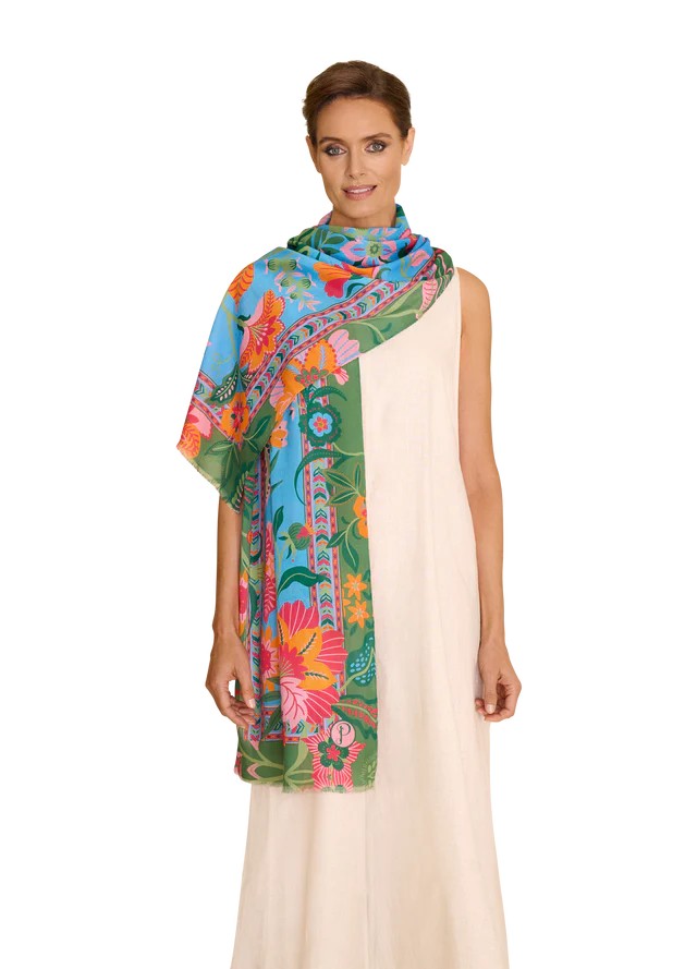 POWDER COTTON SCARF - FOLKY FLORAL CORNFLOWER