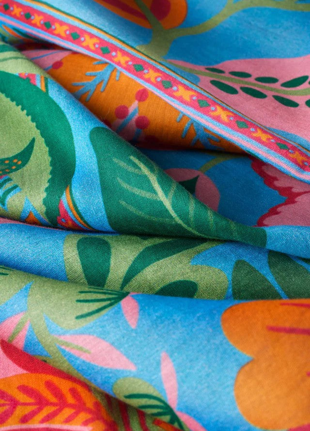 POWDER COTTON SCARF - FOLKY FLORAL CORNFLOWER