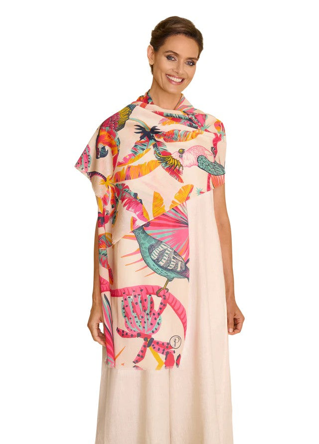 POWDER COTTON SCARF - TROPICAL PARADISE
