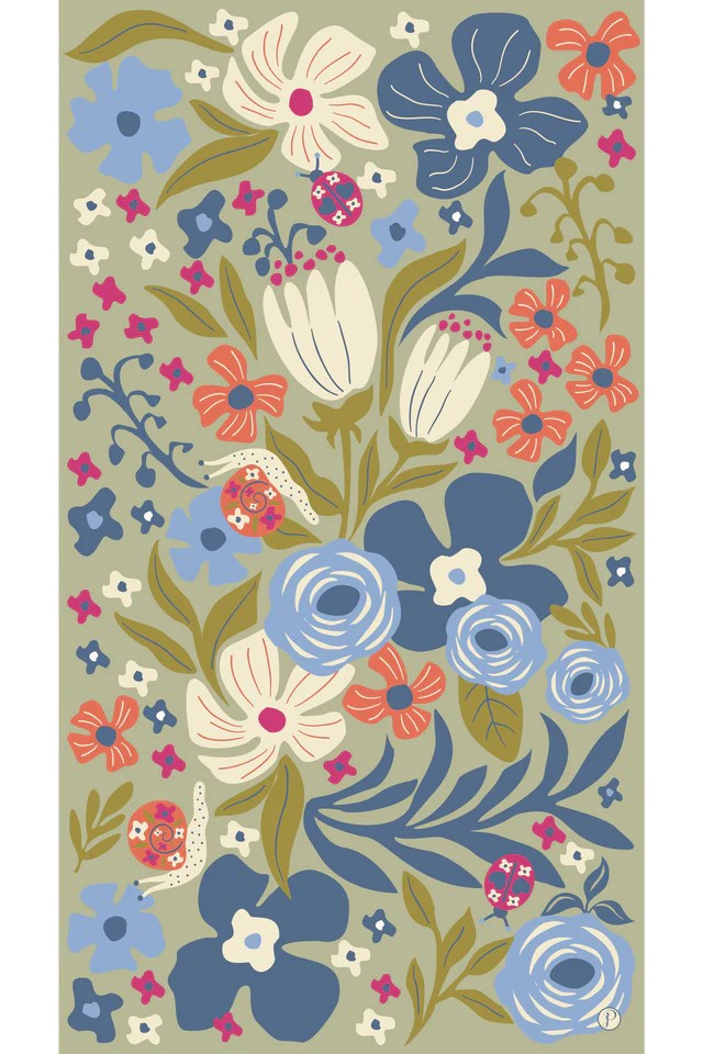 POWDER PRINT SCARF - GARDEN FRIENDS IN WILD FLOWERS