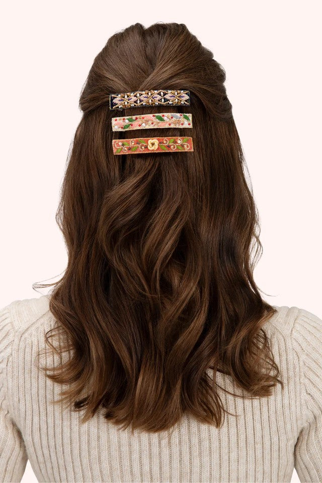 POWDER HAIR BARETTE - TANGERINE FLORAL