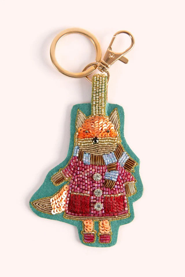 POWDER BEADED KEYRING - FALL FOX