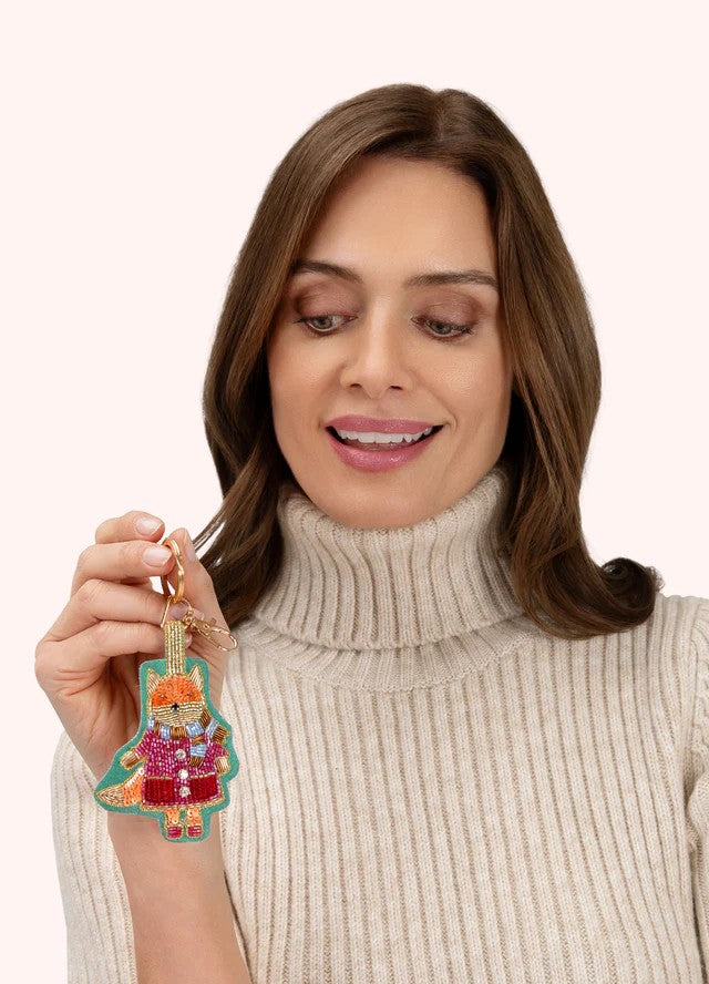 POWDER BEADED KEYRING - FALL FOX