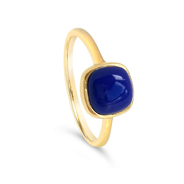STONES & SILVER YELLOW GOLD LAPIS DARIA RING [SZ:8]