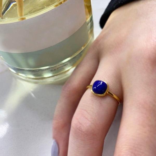 STONES & SILVER YELLOW GOLD LAPIS DARIA RING [SZ:8]