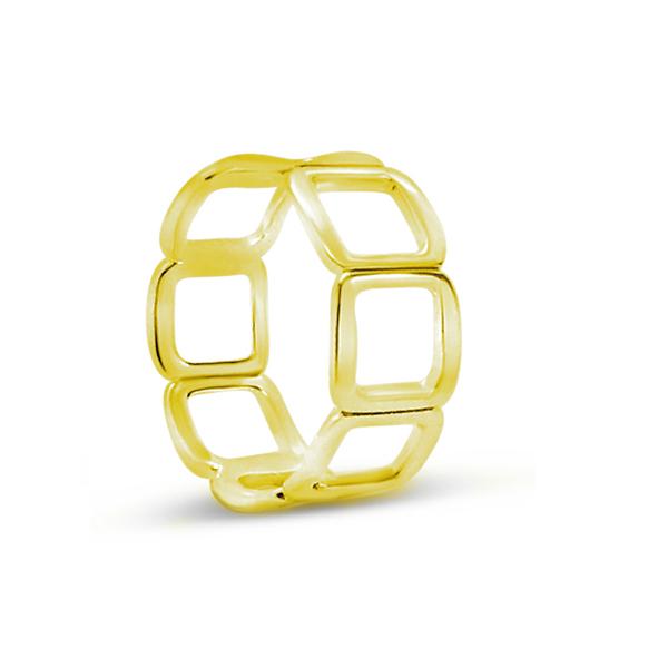STONES & SILVER YELLOW GOLD CHAIN LINK RING [SZ:8]