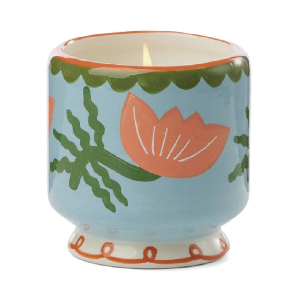 PADDYWAX ADOPO 8oz  HANDPAINTED PALM CERAMIC CANDLE - CACTUS FLOWER
