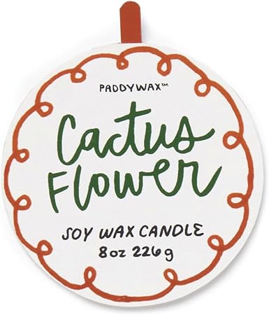 PADDYWAX ADOPO 8oz  HANDPAINTED PALM CERAMIC CANDLE - CACTUS FLOWER