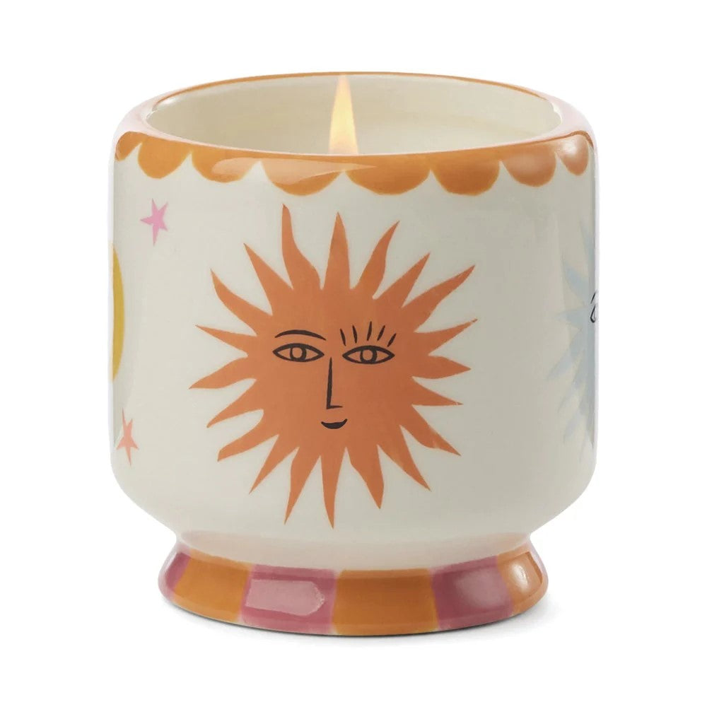 PADDYWAX ADOPO 8oz  HANDPAINTED SUN CERAMIC CANDLE - ORANGE BLOSSOM