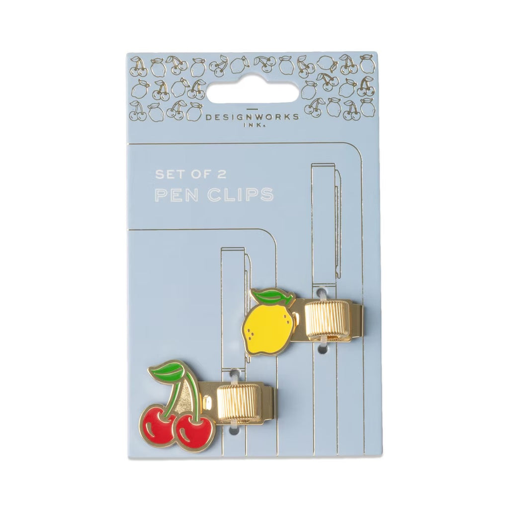 DESIGNWORKS INK SET OF 2 PEN CLIPS - LEMON & CHERRY