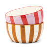HERE'S HOW THE BELLA SET OF 2 DIPPING BOWLS - LILAC, RUST & OCHRE
