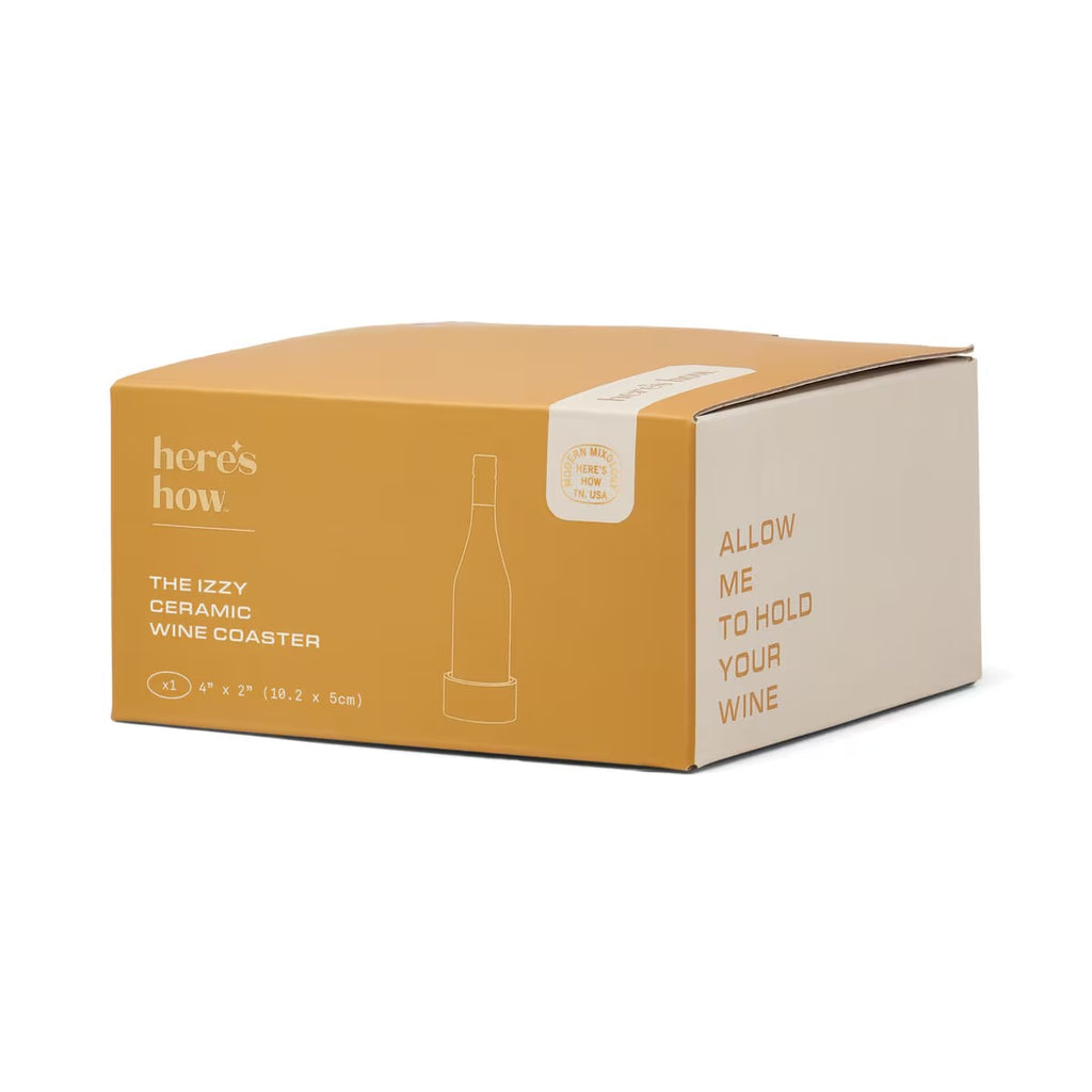 HERE'S HOW THE IZZY WINE COASTER - YELLOW STRIPE