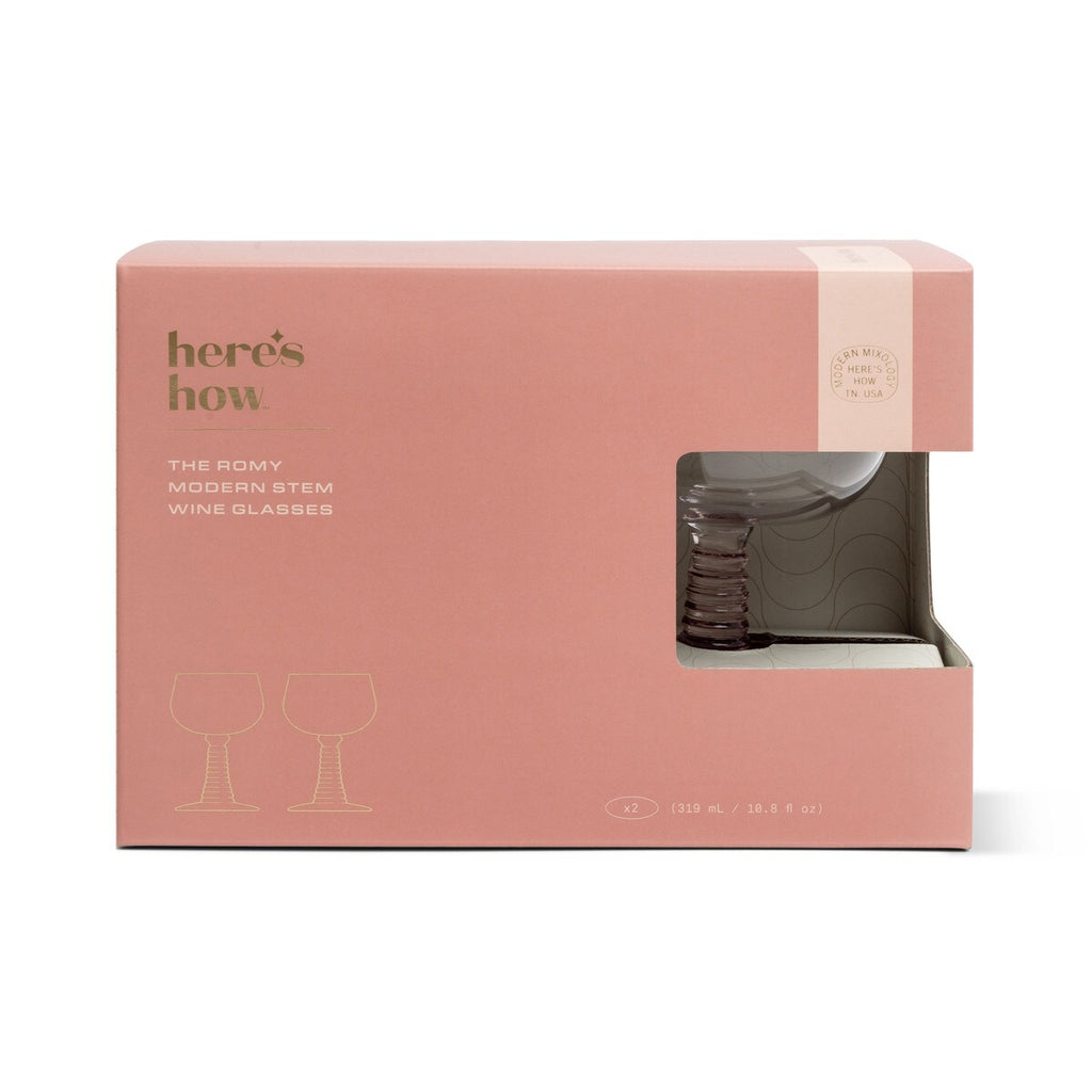 HERE'S HOW THE ROMY SET OF 2 WINE GLASSES - BLUSH