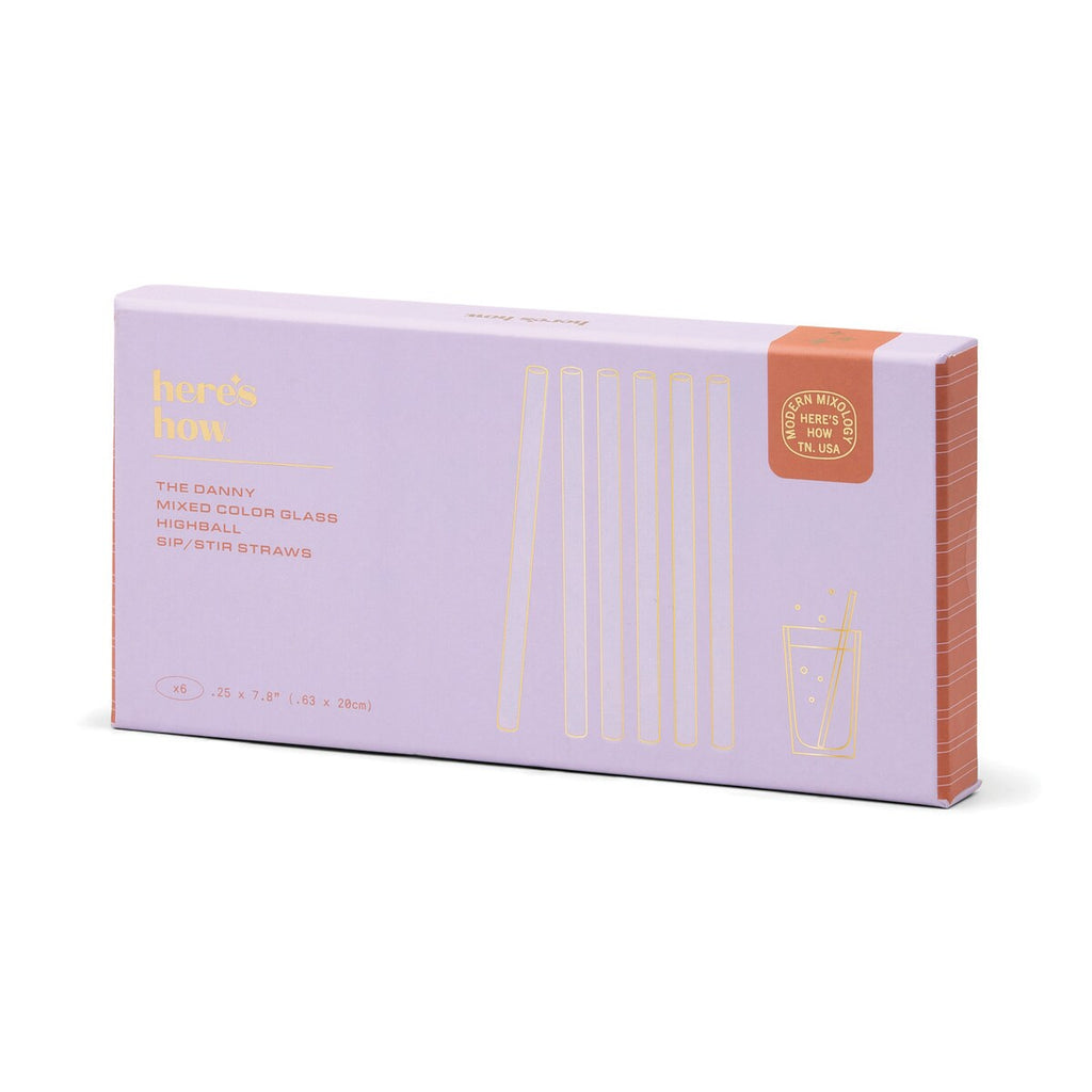 HERE'S HOW THE DANNY SET OF 6 GLASS HIGHBALL STRAWS