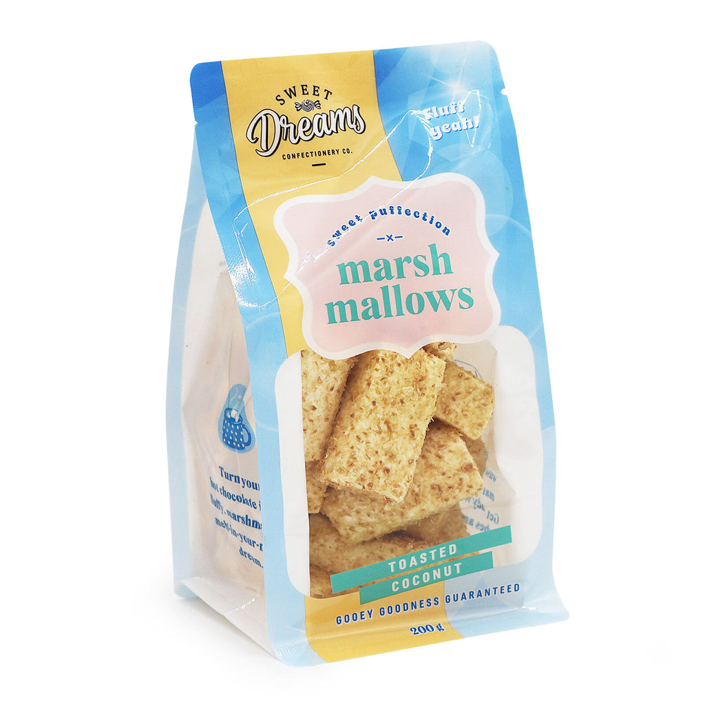 SWEET DREAMS CONFECTIONERY CO. MARSHMALLOW POUCH - TOASTED COCONUT 200g