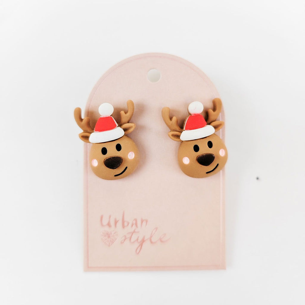URBAN PRODUCTS CHRISTMAS EARRINGS - REINDEER WITH HAT