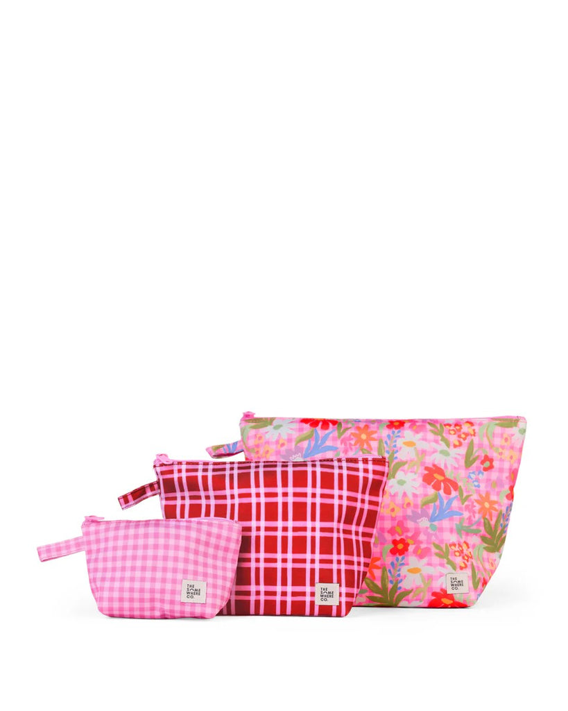 THE SOMEWHERE CO. HANDY POUCH TRIO - FLOWERBURST