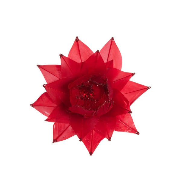HOLLY & IVY RED LEAF CLIP FLOWER