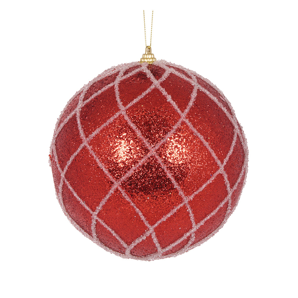 HOLLY & IVY XL RED LATTICE BAUBLE