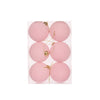 HOLLY & IVY 6pk LIGHT PINK FLOCKED BAUBLES