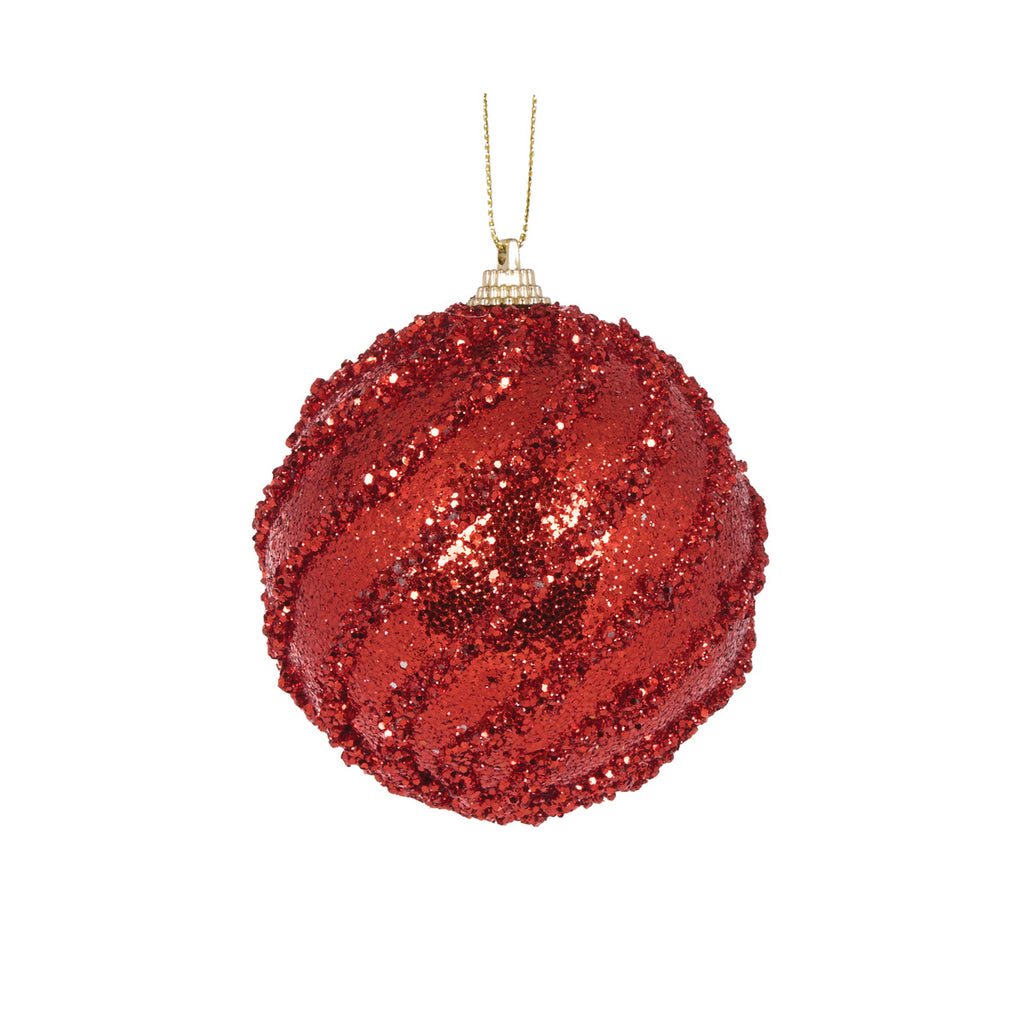 HOLLY & IVY MINI RED GLITTERED SWIRL BAUBLE