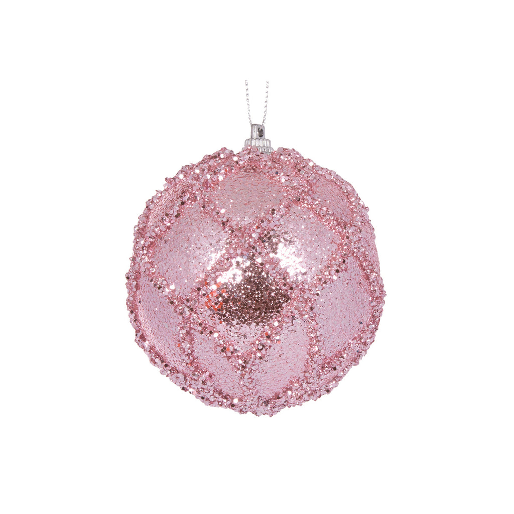 HOLLY & IVY MINI PINK GLITTERED LATTICE BAUBLE