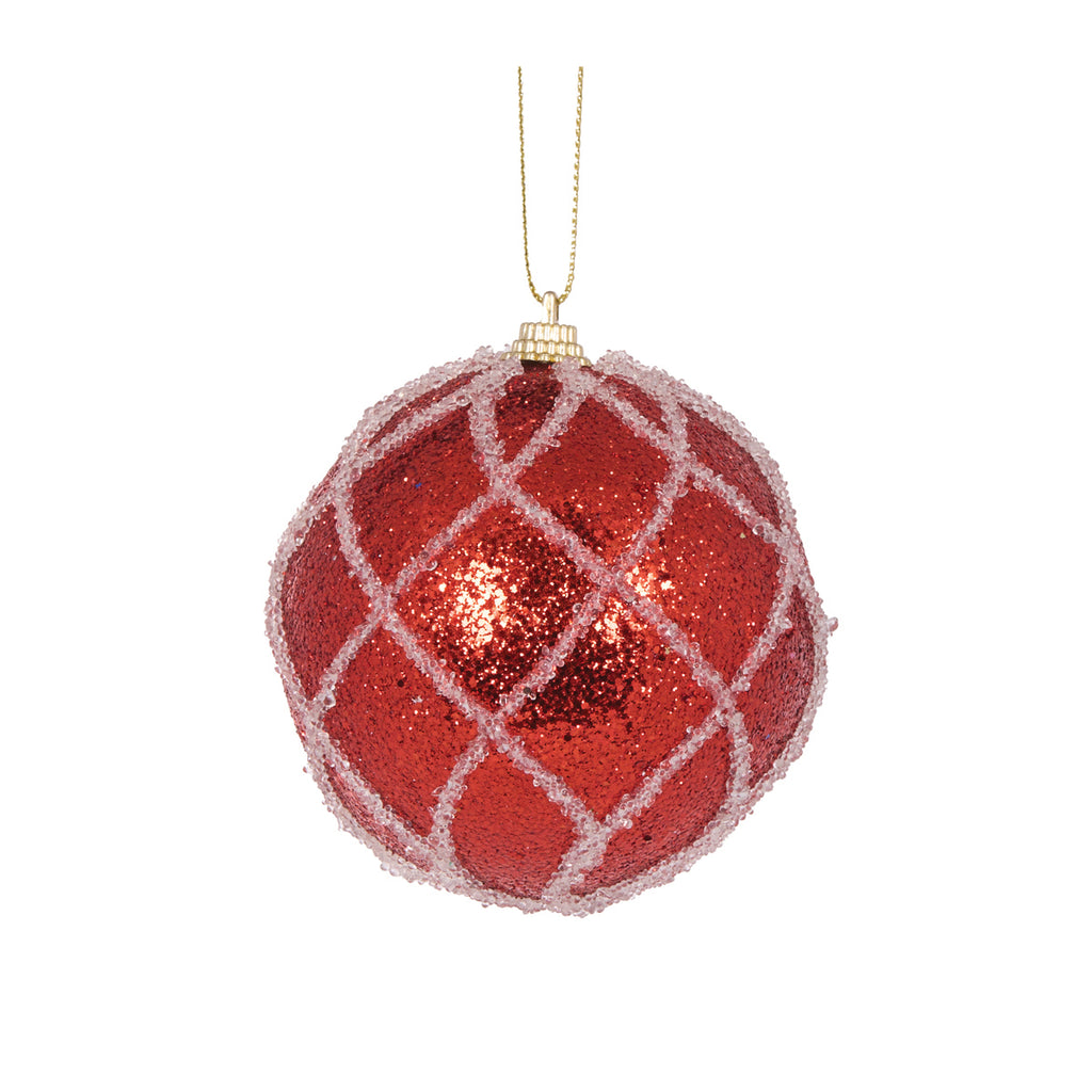 HOLLY & IVY MINI RED LATTICE BAUBLE