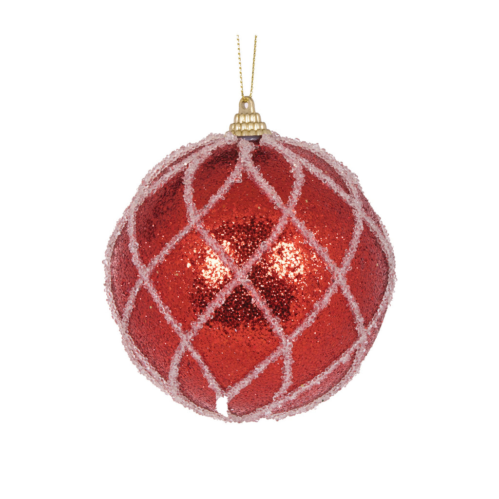 HOLLY & IVY RED LATTICE BAUBLE