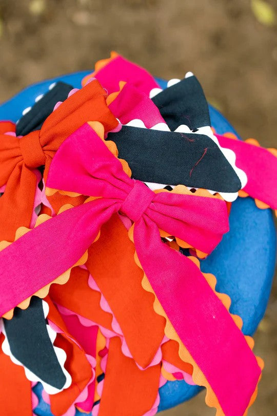 MINK & ME RIC RAC BOW CLIP - PINK & ORANGE– The Magic Pudding Tamworth